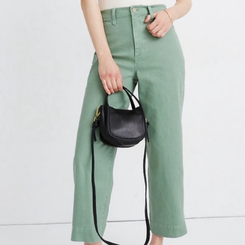 Madewell Curvy Slim Emmett wide leg green pants